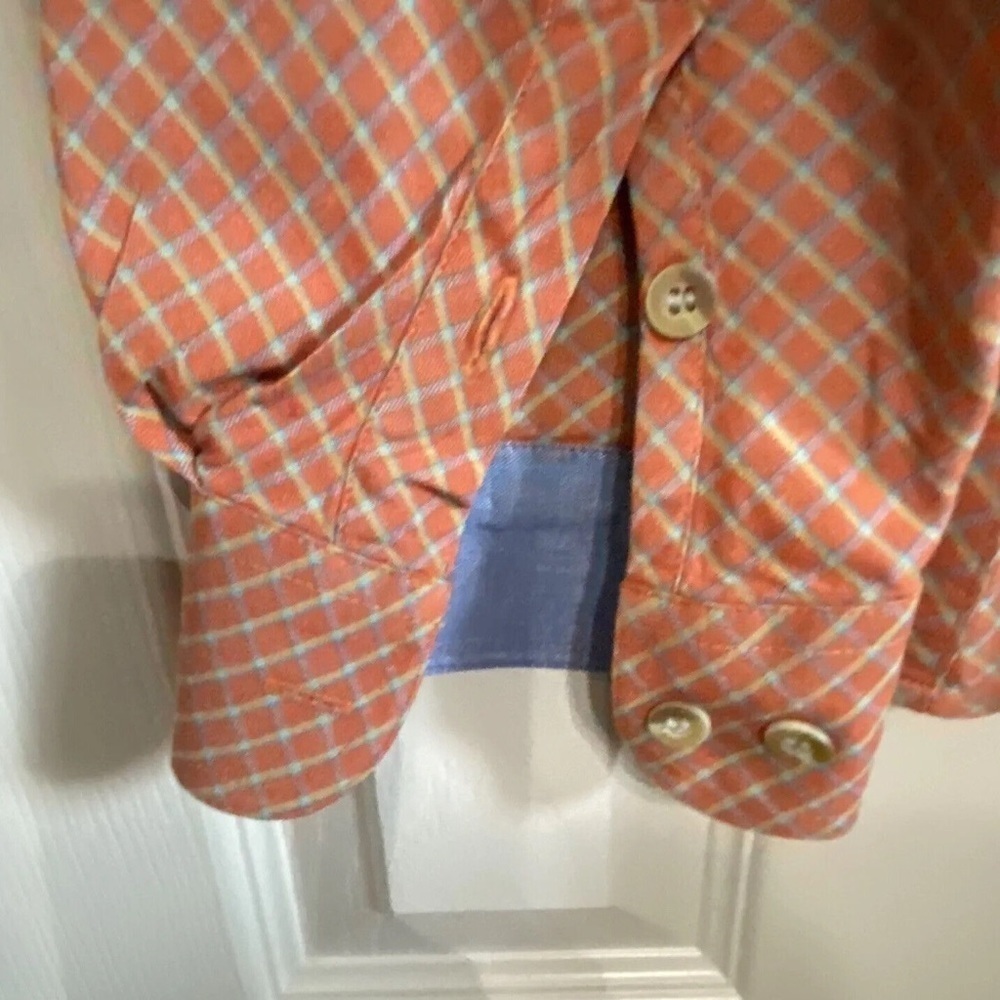 Roper Mens Diamond Plaid Orange Western Shirt Long Sleeve Button Down Sz… - Picture 8 of 9